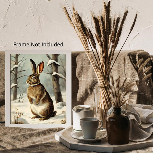Posterizer 1 pcs-cute bunny in snowy winter scene -1-Art for Animal Lovers-Landscape & Nature Art-Decor for Home & Office- unframed wall art...