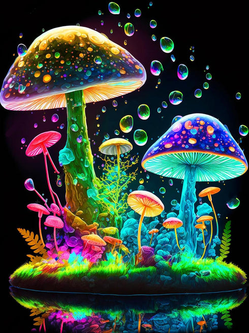 Generic Mushroom Diamond Art Painting Kits for Adults - 5D Round Full Drill Mushroom Diamond Dots Paintings for Beginners,DIY Mushroom Diamonds Ge...