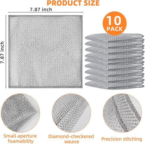 10 PCS Multipurpose Wire Dishwashing Rag for Wet and Dry, Non Scratch Wire Dishcloth for Kitchen, 2024 New Wire Dishwashing Net Mesh Cloth, Metal ...