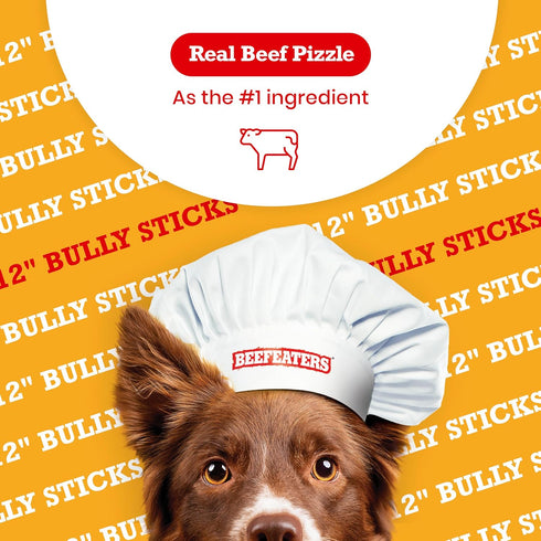 Beefeaters Dog Treats - 12in Bully Sticks, 6ct | All-Natural, Highly Digestible | Dog Food Promotes Dental Health | No Additives or Preservatives ...
