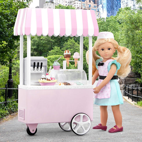 Lori – Mini Doll & Ice Cream Cart – Clothes & Ice Cream Accessories for 6-inch Dolls – Ice Cream Scoops, Cones, Soft Serve, Popsicles – Toys for K...