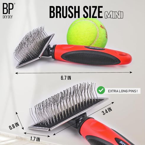Slicker Brush for Small Dogs and Poodles - Coated Tips Massages Pet Skin - Cat Slicker Brush for Long Haired Cats - Wire Doodle Brush with Extra L...