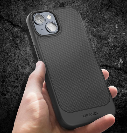 ENCASED Privacy Case Designed for iPhone 15 (2023) Flexible Slim-fit Grip Cover with Anti-Spy Screen Protector, 9H Tempered Glass (Black)...