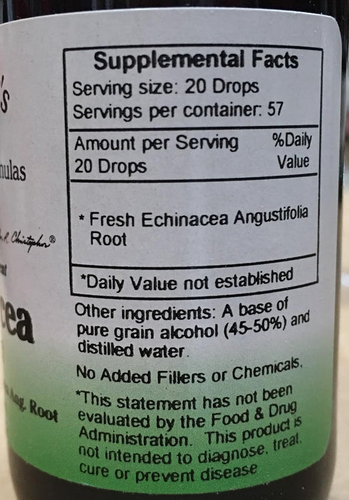 Dr. Christopher's Echinacea Angustifolia Root Alcohol Extract 2 oz...