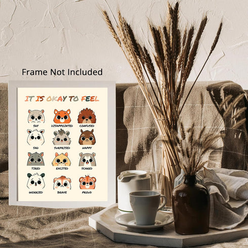 Posterizer 1 pcs-Mental Health-Emotions With Cute Animals-Kids Room Art- Gift for Daughter, Son, Kids-School and classroom art- unframed wall art...