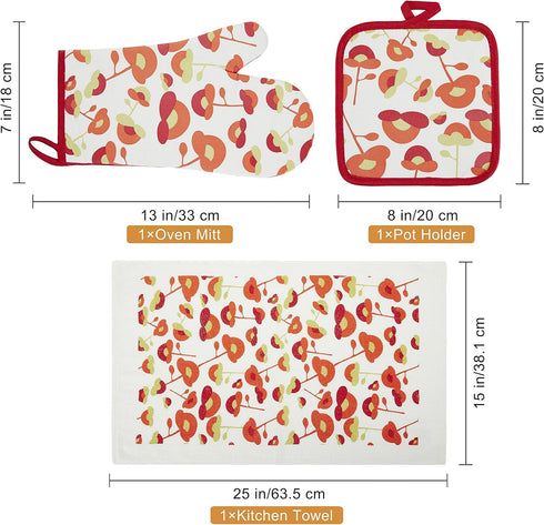 Oven Mitts and Potholders Dish Towles Set 100% Cotton for Perfect for Gifting, Baking, and Everyday Cooking Durable Heat Resistant for Kitchen and...
