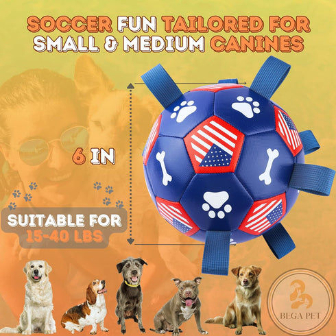 6 in Dog Toys Soccer Ball with Straps - Interactive Dog Toy Puppy for Indoor Outdoor Tug of War Durable Dog Water Toy Soccer Herding Balls with Ha...