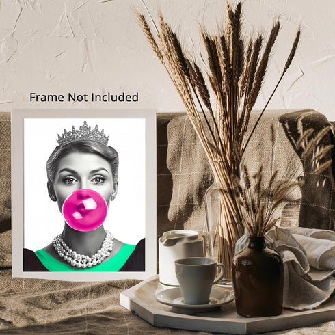 Posterizer 1 pcs-black and white fun retro modern art-pink bubblegum 1-Retro Art-Comedy Art-Gifts for Women- unframed wall art...