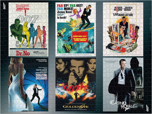 Top Puzzles James Bond Actor Debut 1000 Piece Jigsaw Puzzle Game, Featuring 6 classic Movie posters, Assemble Golden Eye, Casino Royale, Live and ...