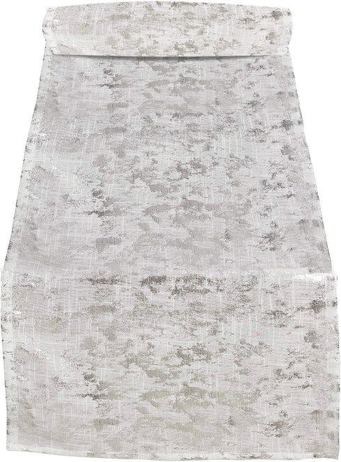 SARO LIFESTYLE Bottega Collection Foil Print Design Table Runner, 15" x 90", Silver...