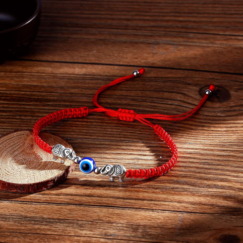 Evil Eye Lucky Pendant Bracelets Anklet Red Rope Cord Thread Braided Amulet Family Couple Friendship Adjustable Elephant Butterfly Sun Bracelets f...