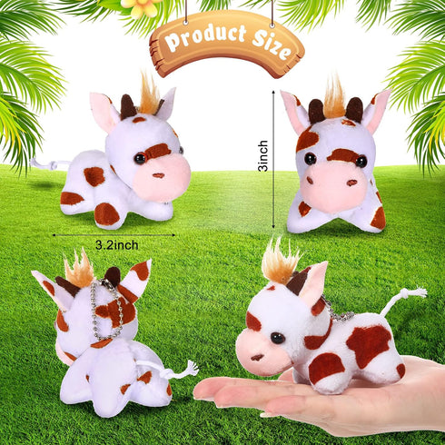 Stuffed Cows, 12 Pieces Assorted Toy Figures, Plush Animals for Holiday Back to School Party Favors, 3.2 x 3 Inch...