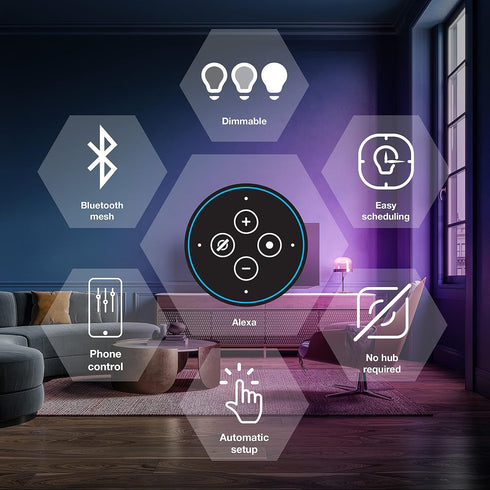 SYLVANIA Bluetooth Mesh LED Smart Light Bulb, One Touch Set Up, A19 60W Equivalent, E26, RGBW Full Color & Adjustable White, Works with Alexa Only...
