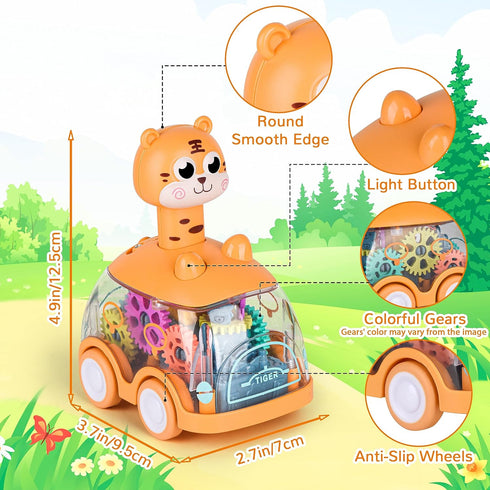 Baby Toy Cars Press and Go Car for Toddler, Light Up Toys Birthday Gifts for Kids Boys Girls, Tiger 2PCS...