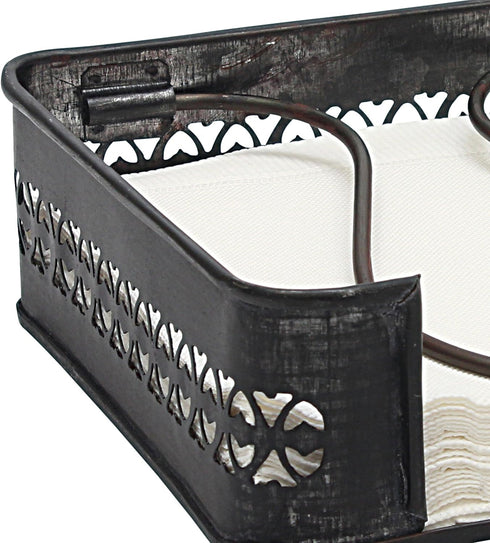 Stonebriar Industrial Black Graphite Metal Table Top Napkin Holder, Decorative Napkin Tray for Dining Table and Kitchen, Unique Tissue Dispenser f...