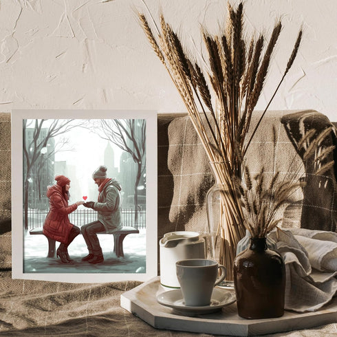 Posterizer 1 pcs-couple's exchanging love on snowy Valentine's day -3-Romantic Art-Holiday Poster Collection-Gift for Couples boyfriend girlfriend...