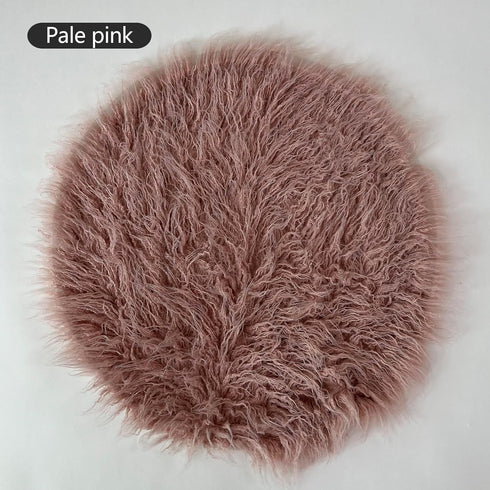 Newborn Photo Props Faux Fur Round 23.6 inch Soft Baby Boy Girl Photo Blanket Studio Photo Mat light pink...