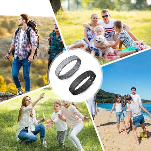 Mosquito Repellent Bracelets, 2 Pack Silicone Mosquito Repellent Bands with DEET Free, Natural & Waterproof Bug Wristbands for Kids and Adults, Ou...