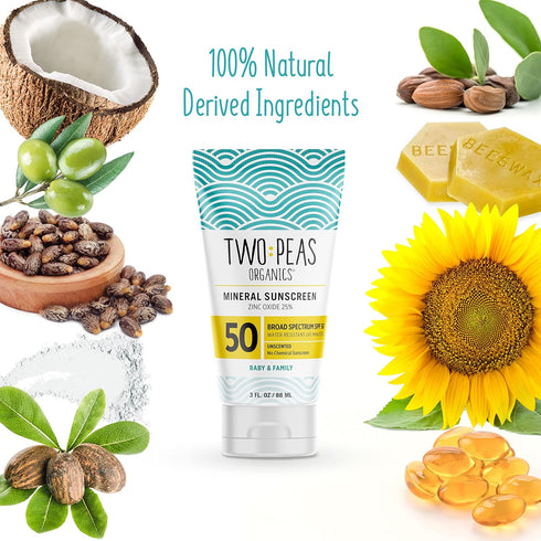 All Natural Organic SPF 50 Sunscreen Lotion - Coral Reef Safe - Baby, Kid & Family Friendly - Chemical Free Mineral Based Formula - Waterproof & U...