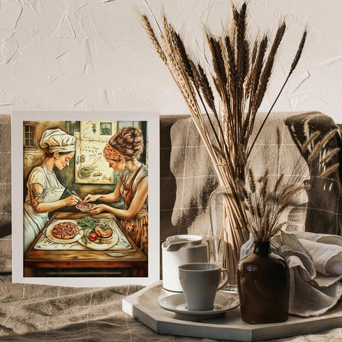 Posterizer 1 pcs-cute couple's cooking class on Valentine's day-Romantic Art-Holiday Poster Collection-Gift for Couples boyfriend girlfriend Husba...