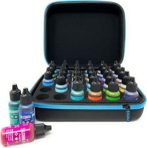 Alcohol Ink Storage Carrying Case, Paint Carry Case Organizer, Stores 30x 0.5-Ounce Bottles of Alcohol Inks, Stickles, Glossy Accents or Reinkers,...