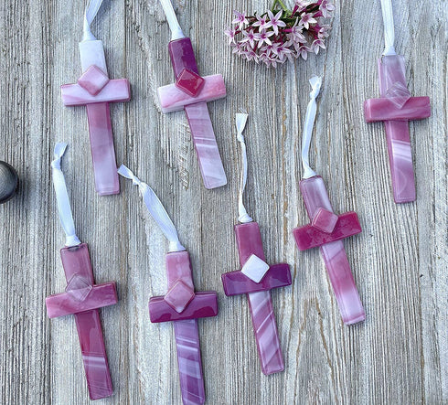 The Grandparent Gift Handmade in USA Glass Cross/Confirmation Gift for Girl/Granddaughter/Goddaughter/Niece...