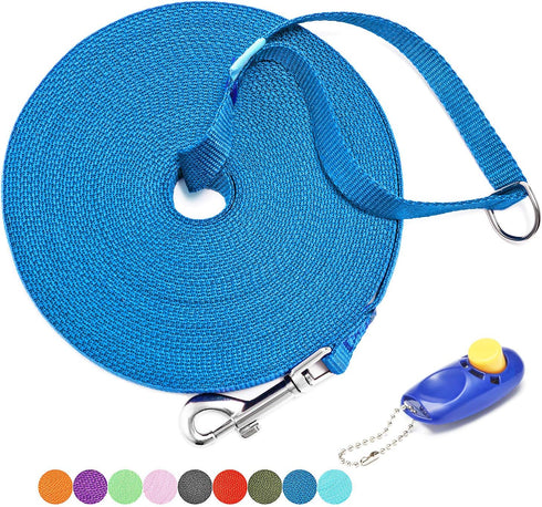 BAAPET 15 ft 20 ft 30 ft 50 ft 100 ft Long Dog Training Leash for Dog Training, Play, Camping, or Backyard Lead with Training Clickers for Small, ...