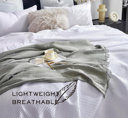 KyraHome 100% Organic Cotton 50"x60" Muslin Blankets for Adults, Couch, Kid, Pre-Washed Plant Dyed Breathable Lightweight Gauze Soft Throw Blanket...