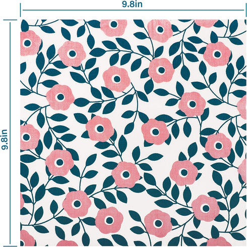Aubliss 50pcs 100% Cotton Fabric Bundle 9.84" x 9.84" (25cm x 25cm) PreCut Fat Squares Sheets Printed Floral Sewing Supplies for Patchwork Sewing ...