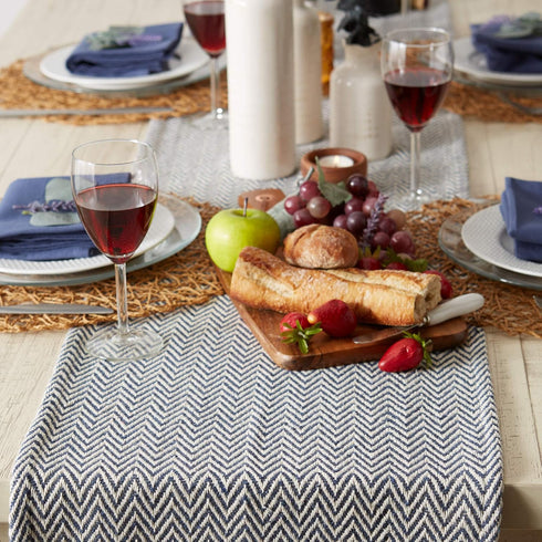 DII Woven Basic Tabletop Collection Chevron Table Runner, 15x72, French Blue...