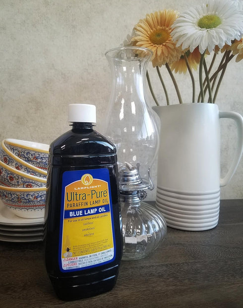 Lamplight ¼ Gallon (32 oz) Ultra-Pure Lamp Oil Blue - Liquid Paraffin Oil for Indoor use, sootless, smokeless and odorless, Emergency kit Blue...