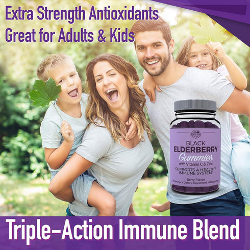 Country Farms Elderberry Gummies with Vitamin C and Zinc, Supports Healthy Immune System, Rich in Antioxidants, Triple Action Immune Blend, Berry ...