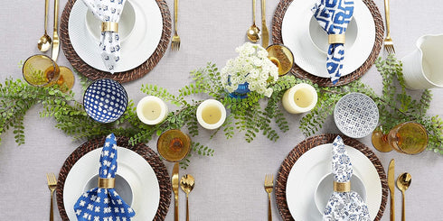 DII 100% Cotton Buffet Napkin Machine Washable, Oversized, Everyday Basic, 18x18, Assorted Indigo...