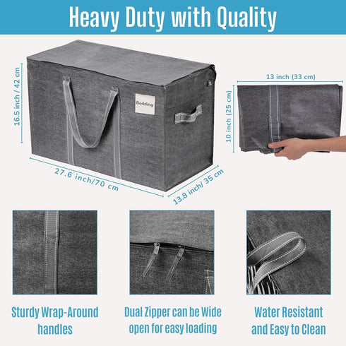 VENO 2 Pack Moving Bags, Moving Supplies, Moving Boxes, College Packing Storage Boxes with Lids Alternative, Heavy Duty Totes, Extra Large, Sturdy...