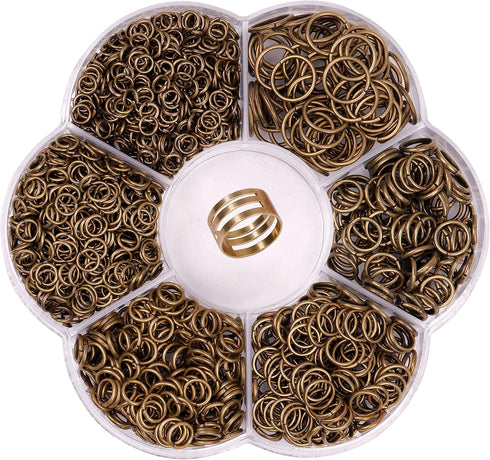 YAKA 1600Pcs 6 Different Sizes Open Jump Rings,5mm 6mm 7mm 8mm 9mm 10mm Ring Jewelry Keychain for Jewelry Making Accessories,1Pcs Jump Ring Open/C...