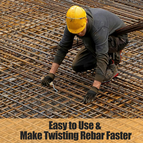 Rebar Twister with Wooden Handle Concrete Iron Wire Tie Twister Tool Hand Steel Tie Tool for Fence Twisting, 3 Pack...