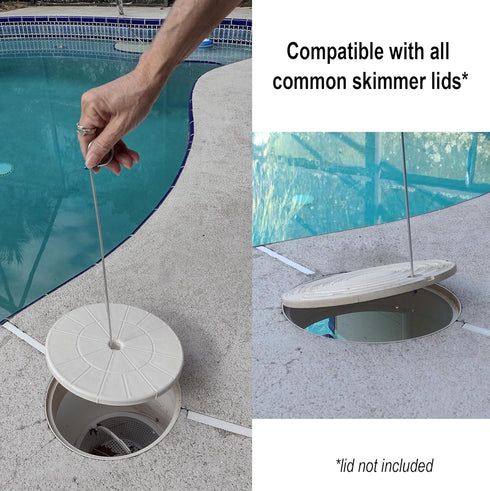Pool Skimmer Basket/Skimmer Lid Lifting Hook and Pool Test Strip Holder for Pool Cleaning and Pool Maintenance - MADE IN THE USA - the Knee Saver ...