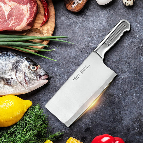 Meat Cleaver 7 inch Butcher Knife - Stainless Steel Chinese Chef Knife - Cleaver Knife for Restaurants and Home...