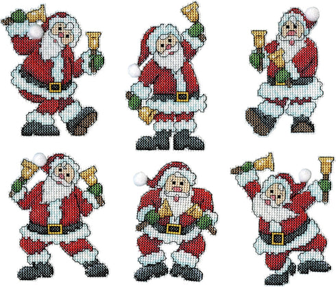 Design Works Crafts Santa with Bells, 14 Ornament Set of 6 Counted Cross Stitch Kit, Mixed...