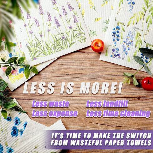12 Pcs Swedish Kitchen Dish Towels Kitchen Cloths Reusable Sponge Cleaning Cloths Absorbent Dish Cloth Quick Drying Washable Cleaning Wipes No Odo...
