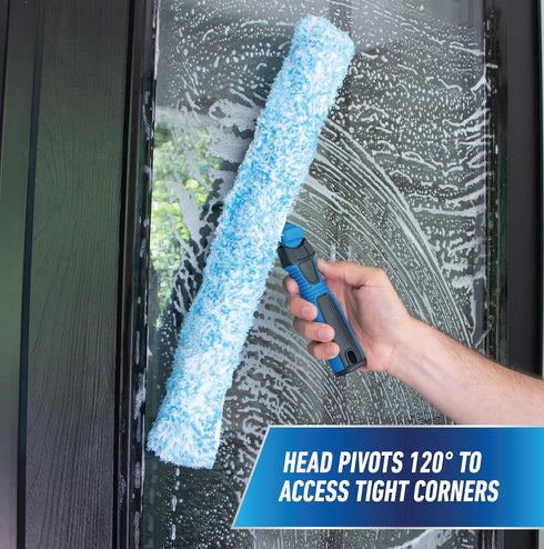 Unger Professional 18" Swivel Window Scrubber Washer for Glass and Window Cleaning, Commercial & Residential Use, Microfiber Sleevee with Scrub Zo...