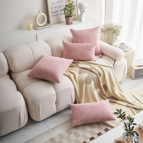 Demetex 18x18 Pillow Covers Pink Striped Corduroy Pillowcases Decorative Square Throw Pillows for Couch Bedroom Wedding Decorations, Set of 2, 18 ...