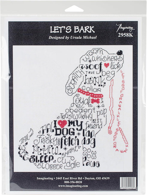 M&R Technologies Let's Bark Cross 7.25"X7.75" 14 Count Stitch Kit, White...