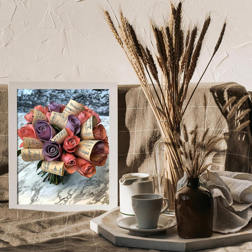 Posterizer 1 pcs-Cute Valentine's day bouquet of roses -2-Romantic Art-Holiday Poster Collection-Gift for Couples boyfriend girlfriend Husband Wif...