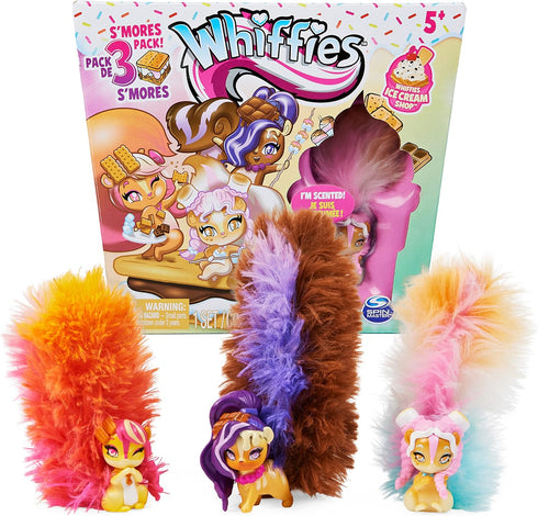 Whiffies, S’mores 3-Pack, Collectible Animals with Scented Plush Tails, Kids Toys for Girls Ages 5 and up...