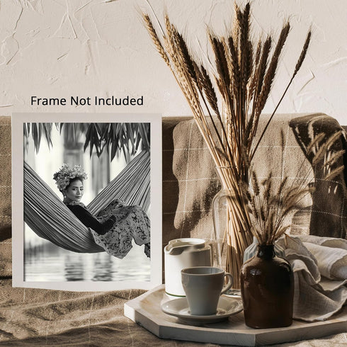 Posterizer 1 pcs-black and white photography style art-woman with flower crown 3-Photography Art-Retro Art-Decor for Home & Office- unframed wall ...