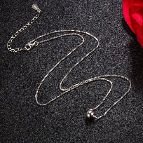 Classic Sterling Silver Ball Necklace For Women Fashion Bead Pendant Choker Solid 925 Silver Chain 16 "+2 "Adjustable Fine Jewelry Gift...