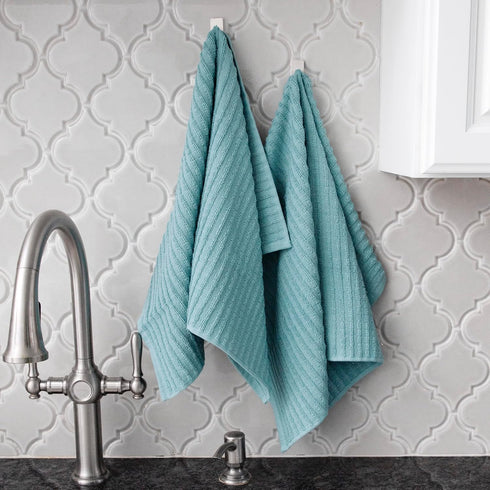 Ritz Royale Collection 100% Combed Terry Cotton, Highly Absorbent, Oversized Kitchen Towel Set, 28" x 18", 2-Pack, Solid, Dew...