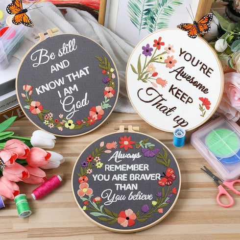 You're Awesome Keep That Up Embroidery Kit for Beginners, Funny Embroidery Starter Kit Craft Kit Stamped Cross Stitch Set Birthday Gift for Women,...