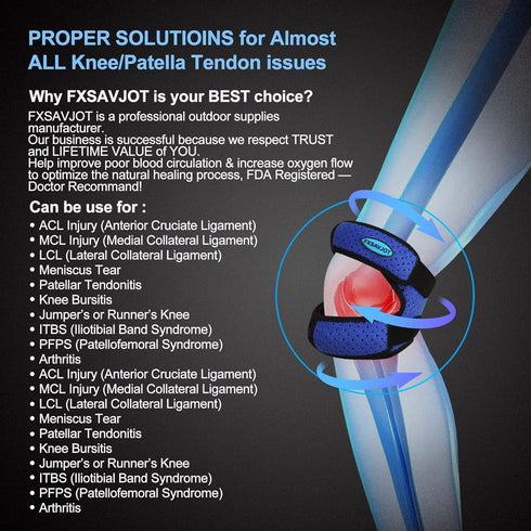 Professional Patella Knee Brace Pro for Knee Pain/Meniscus Tear,Adjustable Orthopedic Compression Patellar Tendon Support Strap with Side Stabiliz...